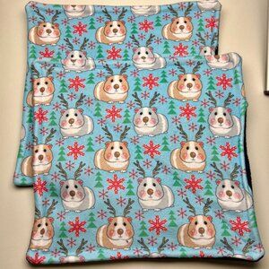 2 Guinea Pig Piddle Pee Pads Fleece 11" Square Reversible Washable Reusable New